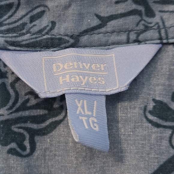 Denver Hayes XL Blouse Button Up Hawaiian Style Blue Ombre Floral  Resort Travel - Picture 7 of 14
